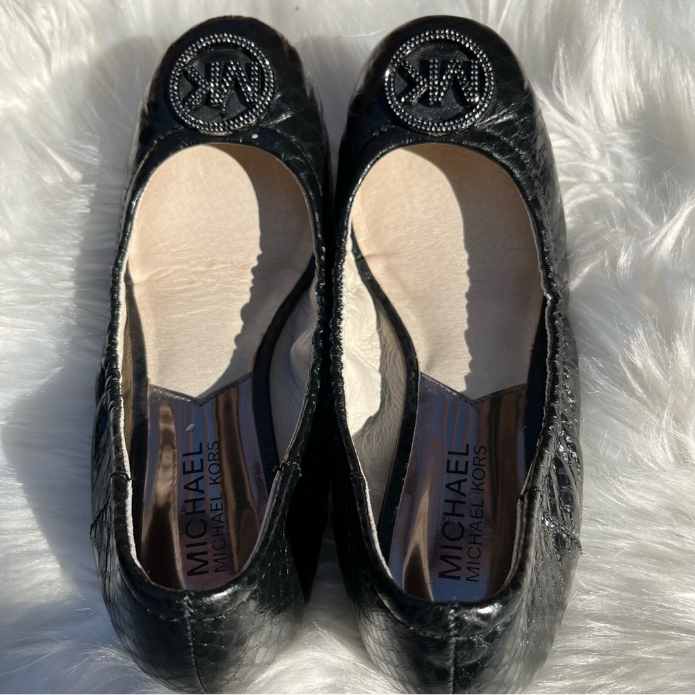 MICHAEL Michael Kors Fulton Black Quilted Leather Ballet Flats - Picture 10 of 11